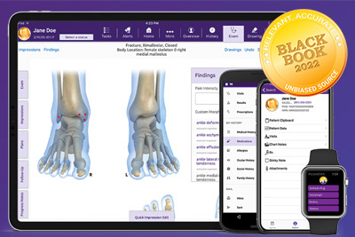 iPad and smart phones displaying EMR