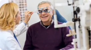 A patient during a routine ophthalmology exam