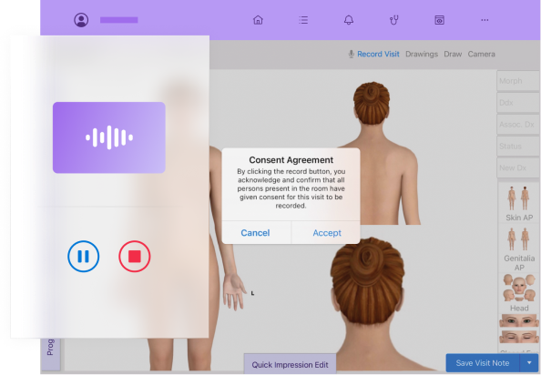 ModMed Scribe Computer screen