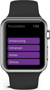 Image of electronic medical record app on smartwatch